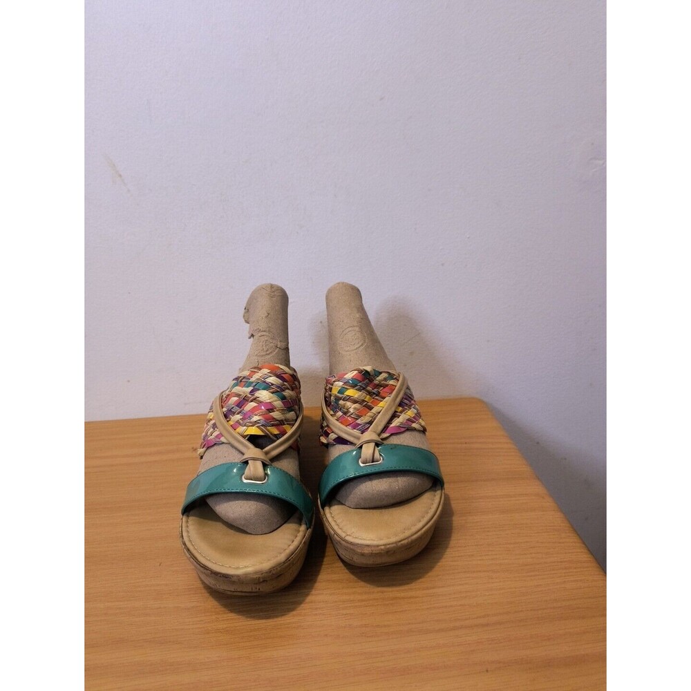 Lotus size 6 (36.5) multicoloured leather slip on mule wedge heeled sandals
